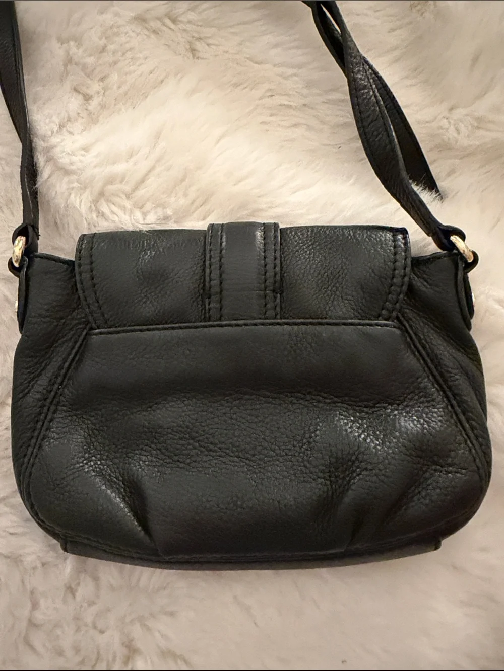 Michael Kors Black Leather Crossbody with Gold Lock